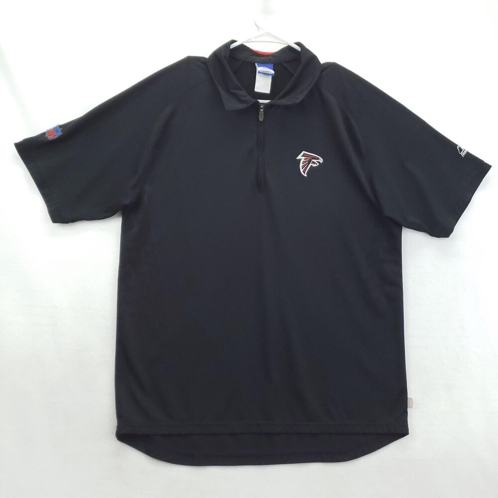 Reebok Atlanta Falcons Polo Mens Medium Black NFL Football PlayDry 1/4 Zip